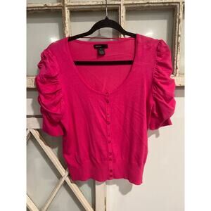 Thesis size large bright pink cardigan sweater